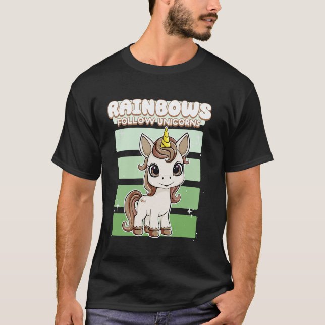 Camiseta Arco-íris Seguem Unicórnios Unicórnio (Frente)