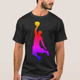 Camiseta Arco-Íris Simples Ilustrado Jogador de Basquete