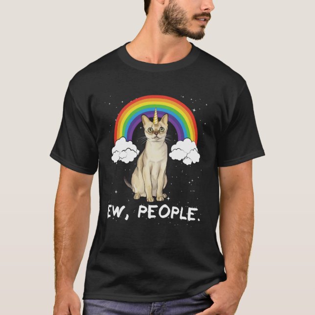 Camiseta Arco-íris Singapura Ew Pessoas Unicórnio Gato (Frente)