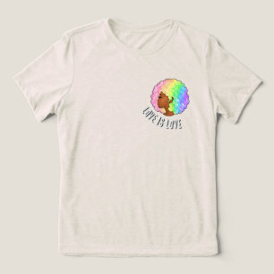 Camiseta arco-íris sobre amor LGBTQ é amor moça negra do or