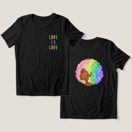 Camiseta arco-íris sobre amor LGBTQ é amor moça negra do or