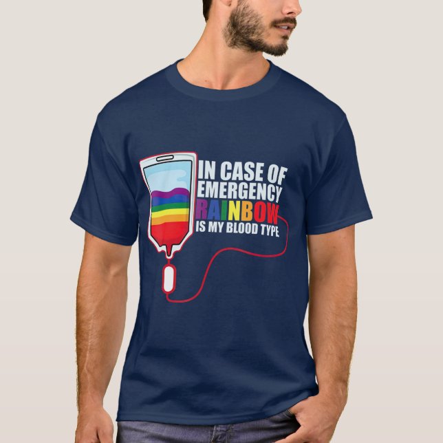 Camiseta Arco-Íris Tipo Sanguíneo Homossexual Ou Gay (Frente)