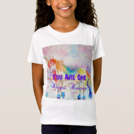 Camiseta Arco-Íris Único Unicórnio Raparigas de Aquarela T 