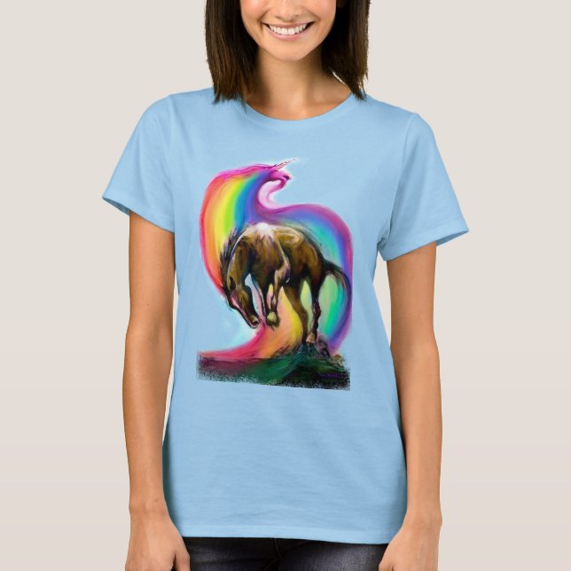 Camiseta Arco-íris Unicórnio Bronco (Frente)