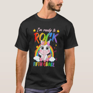 Camiseta Arco-Íris Unicórnio De Volta À Escola Pronta Para