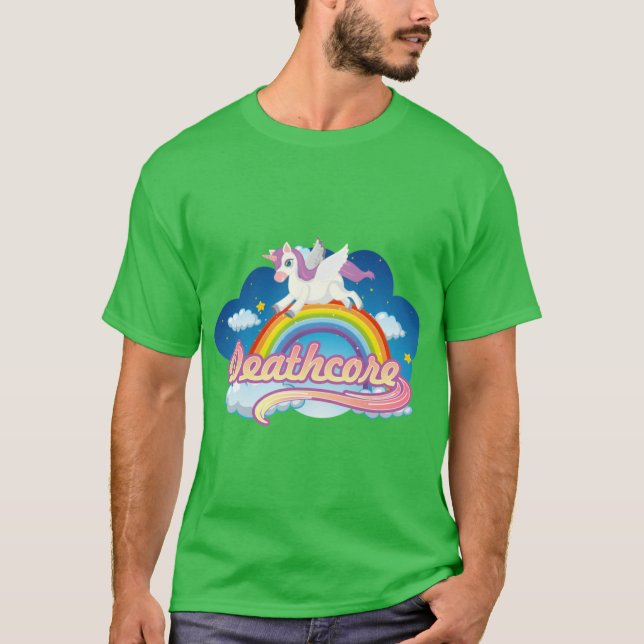 Camiseta Arco-íris Unicórnio Deathcore engraçado (Frente)
