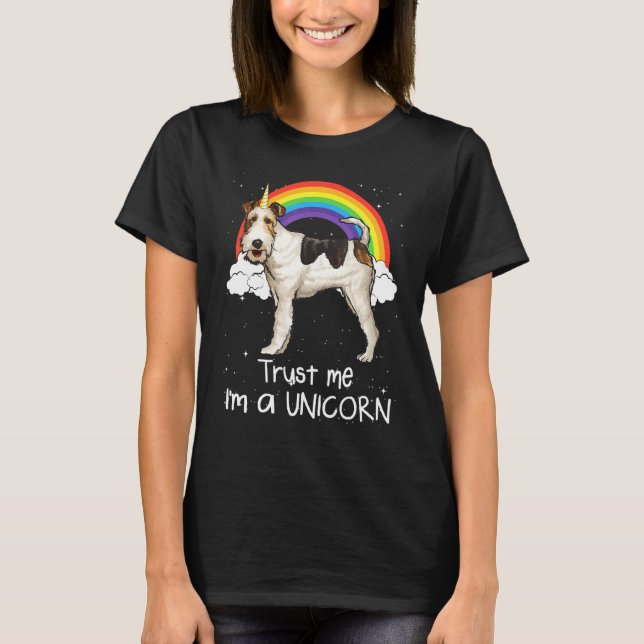Camiseta Arco-íris Wire Fox Terrier Confie Em Mim Sou Um Cã (Frente)