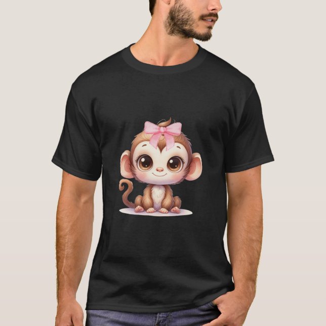 Camiseta Arco Macaco Coquette Lover Simples Rosa Cute Girly (Frente)
