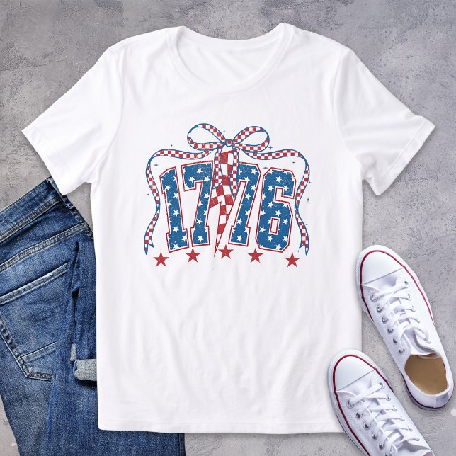 Camiseta Arco Patriótico de Estrelas 1776 Stripes Coquette (Criador carregado)