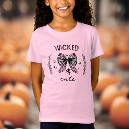 Camiseta Arco Preto de Bruxa com Coquette - Nome Rosa