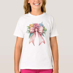 Camiseta Arco Rosa Aquarela Florais Flores Moças Coqueteira