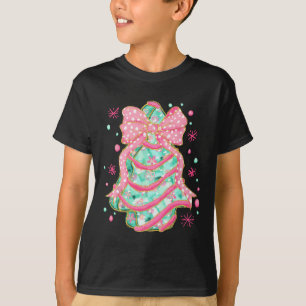 Camiseta Arco Rosa Coquette Árvore de Natal Cake Preppy Chr