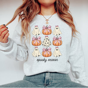 Camiseta Arco Rosa, Coquette Cute Ghost E Pumpkin Halloween