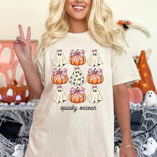 Camiseta Arco Rosa, Coquette Cute Ghost E Pumpkin Halloween