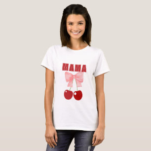 Camiseta Arco rosa e cerejas vermelhas, estilo coquetel
