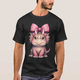 Camiseta Arco Tricerátops Dinossauro Fita Rosa Mãe