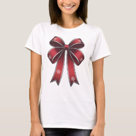 Camiseta Arco Vermelho Coquette Natal Com Flocos De Neve