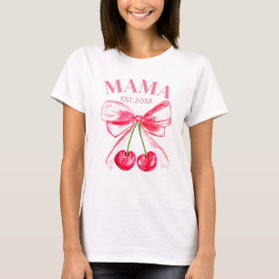Camiseta Arcos cor-de-rosa, cerejas bonitas, estética da mã
