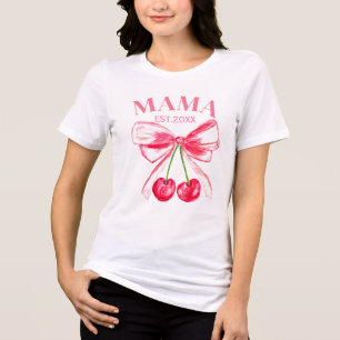 Camiseta Arcos cor-de-rosa, cerejas bonitas, estética da mã