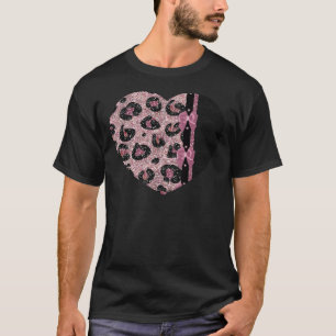 Camiseta ARCOS de Fita de Impressão de Leopardo Rosa-Rocka