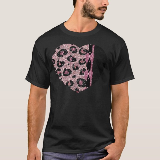 Camiseta ARCOS de Fita de Impressão de Leopardo Rosa-Rockab (Frente)