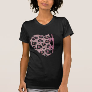 Camiseta ARCOS de Fita de Impressão de Leopardo Rosa-Rockab