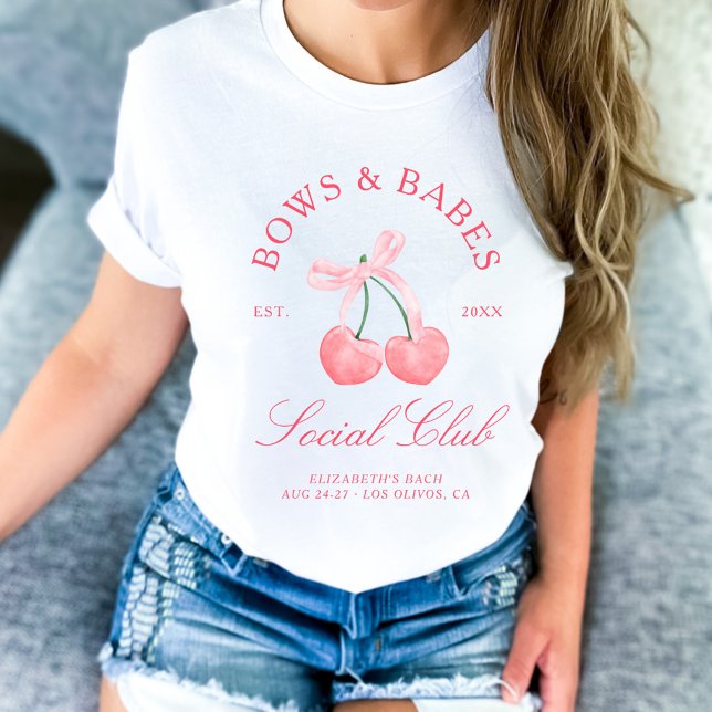 Camiseta Arcos e Bebês Coquete Cerejas Despedida de Solteir (Criador carregado)
