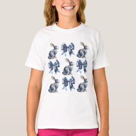 Camiseta Arcos e cobaias florais azuis