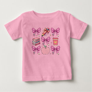 Camiseta Arcos, maçãs, livros, cor-de-rosa personalizados