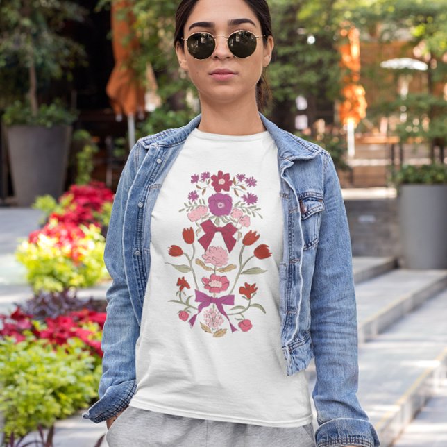 Camiseta Arcos magenta e flores (Criador carregado)