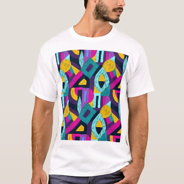 Camiseta Arcos retrorreflectores: pop geométrica. (Frente)