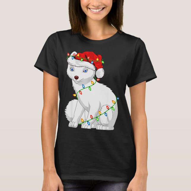 Camiseta Arctic Fox Animal Lover Xmas Santa Hat Arctic Fox  (Frente)