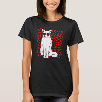 Camiseta Arctic Snow Fox Heart Glasses Valentines Day Anima