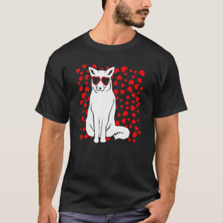 Camiseta Arctic Snow Fox Heart Glasses Valentines Day Anima