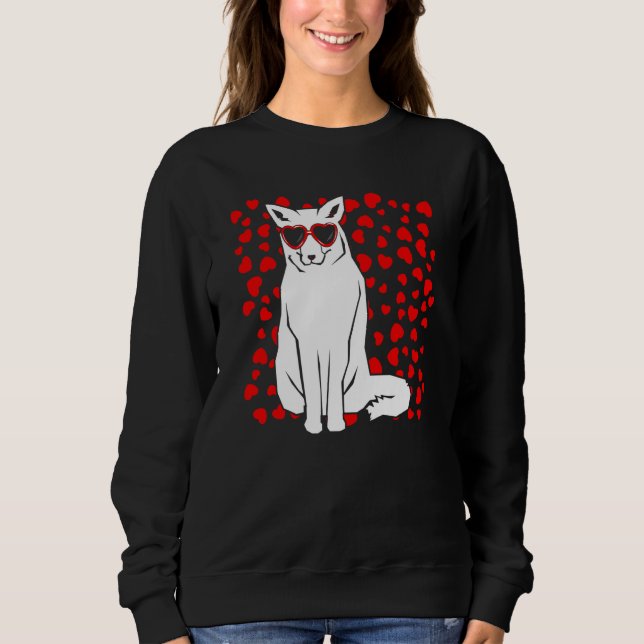 Camiseta Arctic Snow Fox Heart Glasses Valentines Day Anima (Frente)