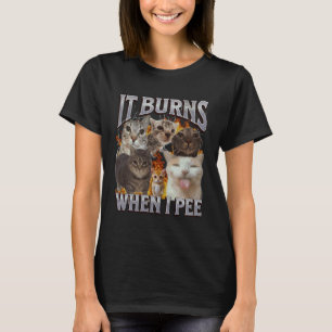 Camiseta Arde Quando Eu Urino Meme de Gato Engraçado Gráfic