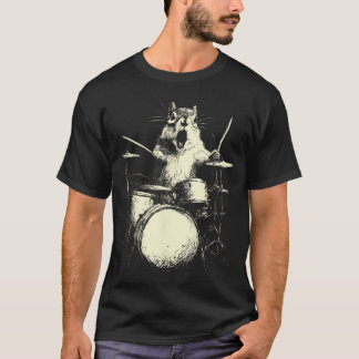 Camiseta Ardido Esquilo Tocando Tambores Cachorro Música Di