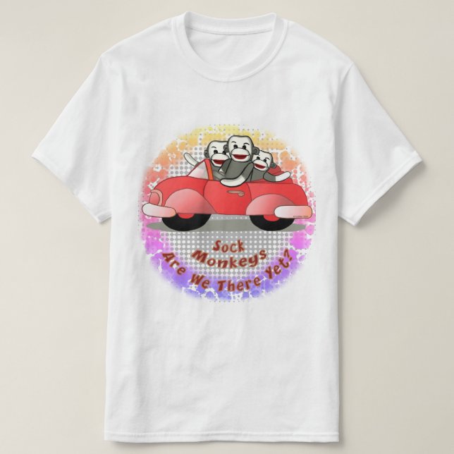Camiseta Are We There Yet Sock Monkey (Frente do Design)
