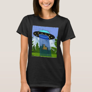 Camiseta Área 51 Alien OVNI Espaçonave Llama Diversão no Ha