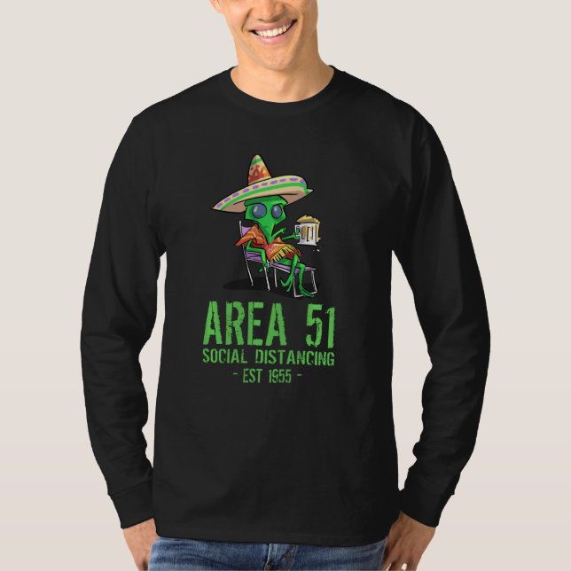 Camiseta Área 51 Gag U.F.O. Bebado Ilegal Alienígena Cinco  (Frente)