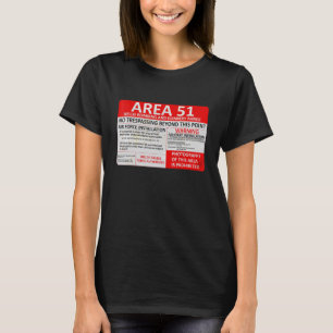 Camiseta Área 51 Sinal de aviso base militar Souvenir