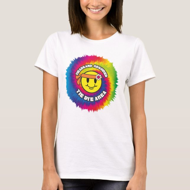 Camiseta Área de lenço para cabeça tie dye com rosto sorrid (Frente)