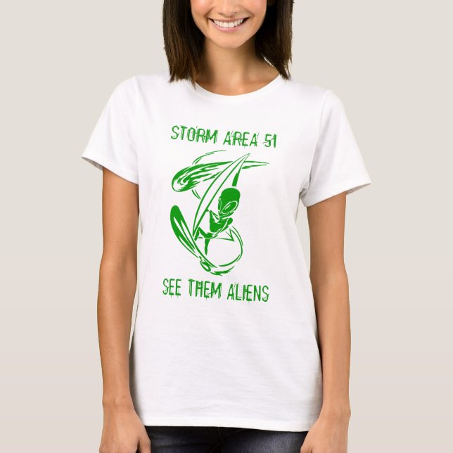 Camiseta Área de tempestade 51 Alienígena verde (Frente)
