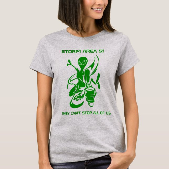 Camiseta Área de tempestade 51 Alienígena verde (Frente)