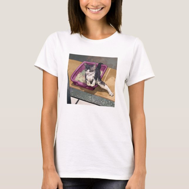 Camiseta Areia De Gato Com Uma Perna Engraçada (Frente)