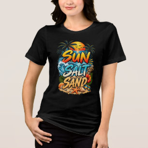 Camiseta Areia de Surf de Verão Design de Praia Tropical