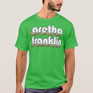 Camiseta Aretha Franklin Retro Rainbow Typografia Desbotada