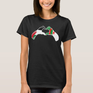 Camiseta Argélia Bandeira Palestina Coração Argelino