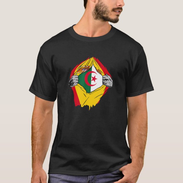 Camiseta Argélia E Descendentes De Espanha De Algeri (Frente)