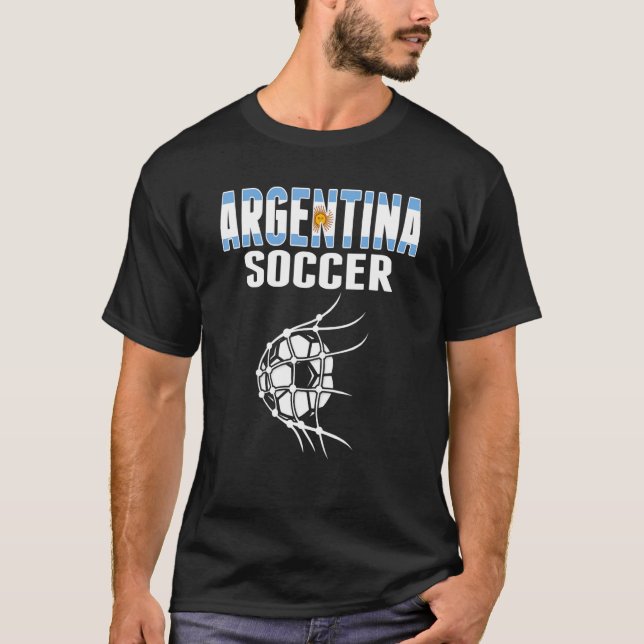 Camiseta Argentina: Bola de Futebol no Net Argentino (Frente)